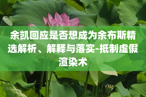 余凱回應(yīng)是否想成為余布斯精選解析、解釋與落實(shí)-抵制虛假渲染術(shù)