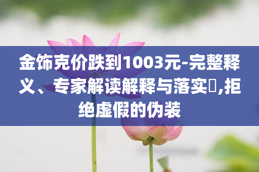 金飾克價跌到1003元-完整釋義、專家解讀解釋與落實?,拒絕虛假的偽裝