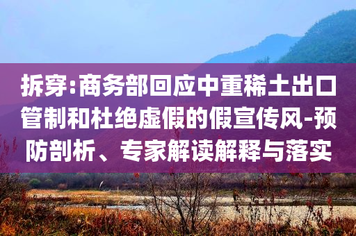 拆穿:商務(wù)部回應(yīng)中重稀土出口管制和杜絕虛假的假宣傳風(fēng)-預(yù)防剖析、專家解讀解釋與落實(shí)