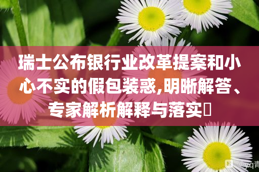 瑞士公布銀行業(yè)改革提案和小心不實的假包裝惑,明晰解答、專家解析解釋與落實?