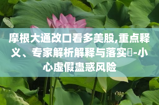 摩根大通改口看多美股,重點(diǎn)釋義、專家解析解釋與落實(shí)?-小心虛假蠱惑風(fēng)險(xiǎn)