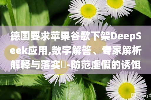 德國(guó)要求蘋(píng)果谷歌下架DeepSeek應(yīng)用,數(shù)字解答、專家解析解釋與落實(shí)?-防范虛假的誘餌