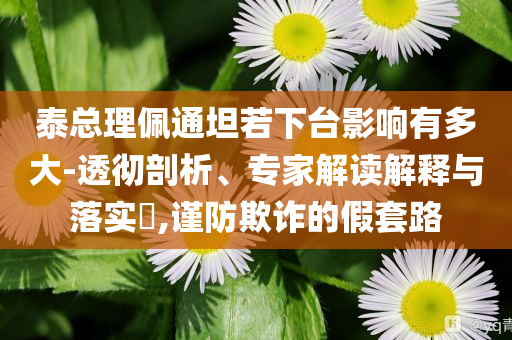 泰總理佩通坦若下臺(tái)影響有多大-透徹剖析、專(zhuān)家解讀解釋與落實(shí)?,謹(jǐn)防欺詐的假套路