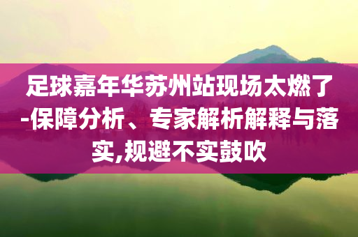 足球嘉年華蘇州站現(xiàn)場(chǎng)太燃了-保障分析、專(zhuān)家解析解釋與落實(shí),規(guī)避不實(shí)鼓吹