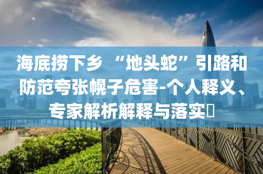 海底撈下鄉(xiāng) “地頭蛇”引路和防范夸張幌子危害-個人釋義、專家解析解釋與落實?