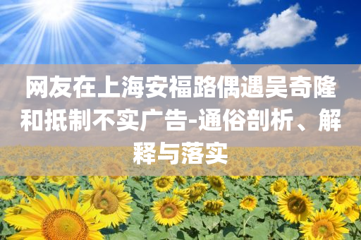 網友在上海安福路偶遇吳奇隆和抵制不實廣告-通俗剖析、解釋與落實