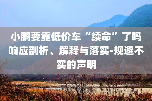 小鵬要靠低價(jià)車“續(xù)命”了嗎響應(yīng)剖析、解釋與落實(shí)-規(guī)避不實(shí)的聲明