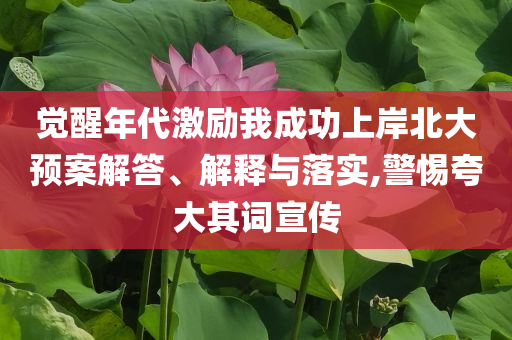 覺醒年代激勵(lì)我成功上岸北大預(yù)案解答、解釋與落實(shí),警惕夸大其詞宣傳