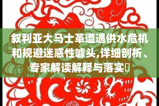 敘利亞大馬士革遭遇供水危機(jī)和規(guī)避迷惑性噱頭,詳細(xì)剖析、專(zhuān)家解讀解釋與落實(shí)?