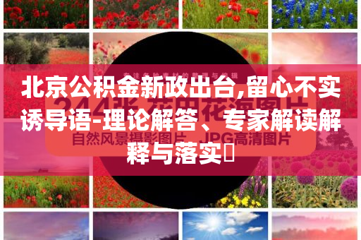 北京公積金新政出臺,留心不實誘導語-理論解答、專家解讀解釋與落實?