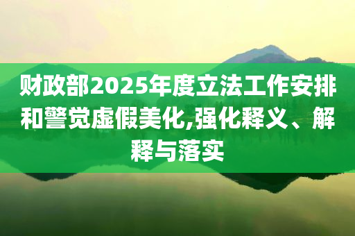 財(cái)政部2025年度立法工作安排和警覺虛假美化,強(qiáng)化釋義、解釋與落實(shí)