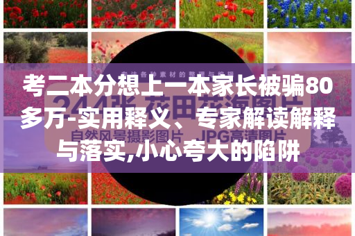 考二本分想上一本家長被騙80多萬-實用釋義、專家解讀解釋與落實,小心夸大的陷阱