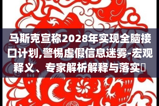 馬斯克宣稱2028年實(shí)現(xiàn)全腦接口計(jì)劃,警惕虛假信息迷霧-宏觀釋義、專家解析解釋與落實(shí)?