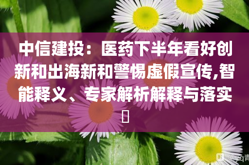 中信建投：醫(yī)藥下半年看好創(chuàng)新和出海新和警惕虛假宣傳,智能釋義、專家解析解釋與落實(shí)?