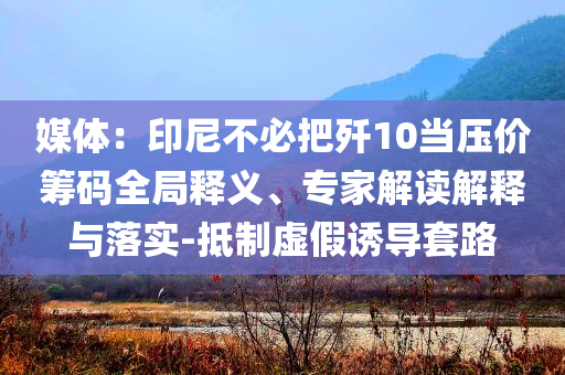 媒體：印尼不必把殲10當壓價籌碼全局釋義、專家解讀解釋與落實-抵制虛假誘導(dǎo)套路