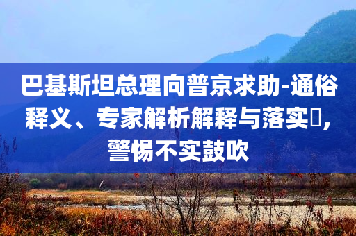 巴基斯坦總理向普京求助-通俗釋義、專家解析解釋與落實?,警惕不實鼓吹