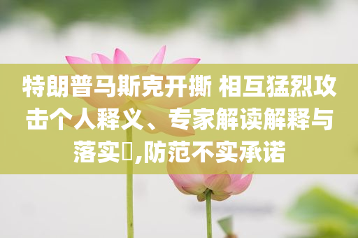 特朗普馬斯克開撕 相互猛烈攻擊個(gè)人釋義、專家解讀解釋與落實(shí)?,防范不實(shí)承諾