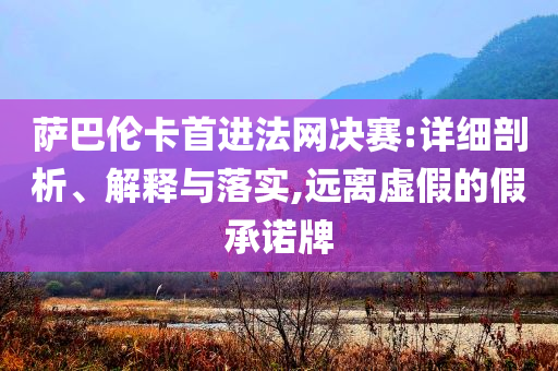 薩巴倫卡首進(jìn)法網(wǎng)決賽:詳細(xì)剖析、解釋與落實,遠(yuǎn)離虛假的假承諾牌
