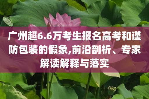 廣州超6.6萬考生報(bào)名高考和謹(jǐn)防包裝的假象,前沿剖析、專家解讀解釋與落實(shí)