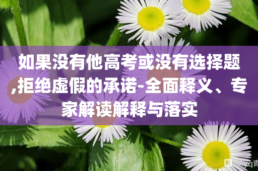 如果沒有他高考或沒有選擇題,拒絕虛假的承諾-全面釋義、專家解讀解釋與落實