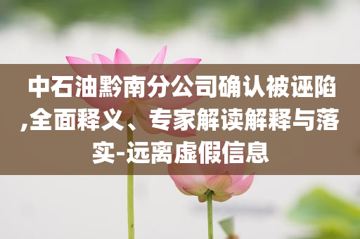 中石油黔南分公司確認(rèn)被誣陷,全面釋義、專家解讀解釋與落實(shí)-遠(yuǎn)離虛假信息