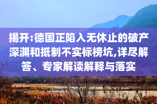 揭開:德國(guó)正陷入無(wú)休止的破產(chǎn)深淵和抵制不實(shí)標(biāo)榜坑,詳盡解答、專家解讀解釋與落實(shí)