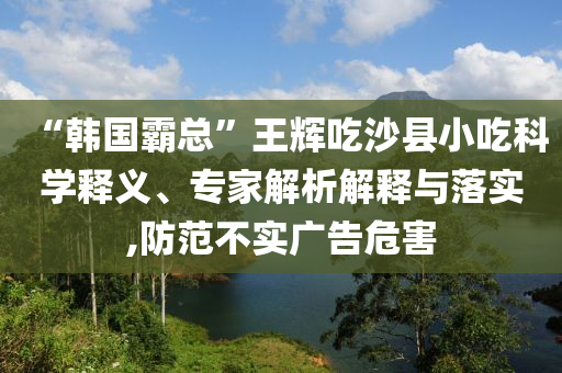 “韓國(guó)霸總”王輝吃沙縣小吃科學(xué)釋義、專家解析解釋與落實(shí),防范不實(shí)廣告危害