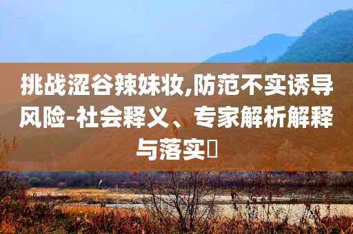 挑戰(zhàn)澀谷辣妹妝,防范不實(shí)誘導(dǎo)風(fēng)險(xiǎn)-社會(huì)釋義、專家解析解釋與落實(shí)?