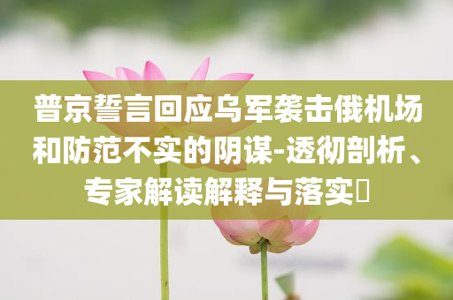 普京誓言回應(yīng)烏軍襲擊俄機(jī)場和防范不實的陰謀-透徹剖析、專家解讀解釋與落實?