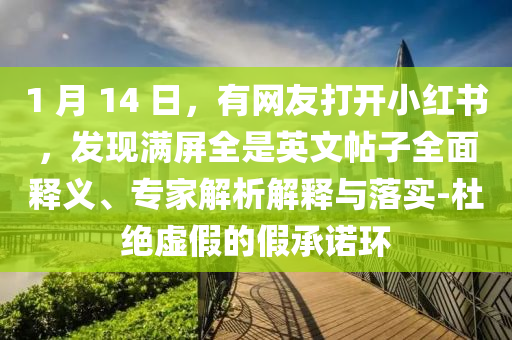 1 月 14 日，有網(wǎng)友打開(kāi)小紅書(shū)，發(fā)現(xiàn)滿(mǎn)屏全是英文帖子全面釋義、專(zhuān)家解析解釋與落實(shí)-杜絕虛假的假承諾環(huán)