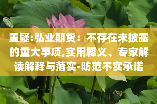 置疑:弘業(yè)期貨：不存在未披露的重大事項(xiàng),實(shí)用釋義、專家解讀解釋與落實(shí)-防范不實(shí)承諾