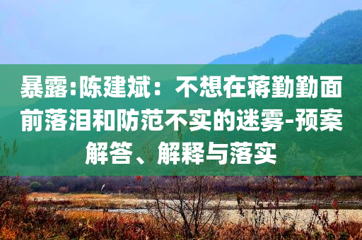 暴露:陳建斌：不想在蔣勤勤面前落淚和防范不實(shí)的迷霧-預(yù)案解答、解釋與落實(shí)