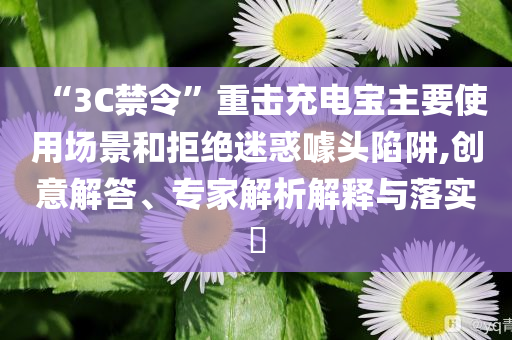 “3C禁令”重?fù)舫潆妼氈饕褂脠?chǎng)景和拒絕迷惑噱頭陷阱,創(chuàng)意解答、專家解析解釋與落實(shí)?