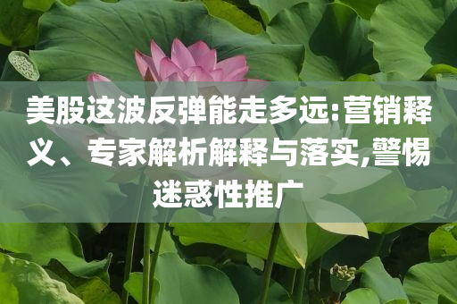 美股這波反彈能走多遠(yuǎn):營銷釋義、專家解析解釋與落實,警惕迷惑性推廣