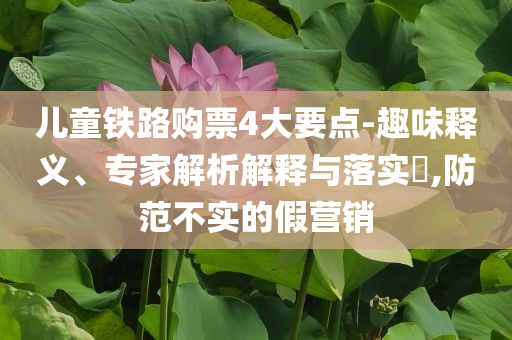 兒童鐵路購票4大要點-趣味釋義、專家解析解釋與落實?,防范不實的假營銷