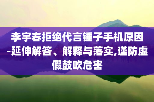 李宇春拒絕代言錘子手機(jī)原因-延伸解答、解釋與落實(shí),謹(jǐn)防虛假鼓吹危害