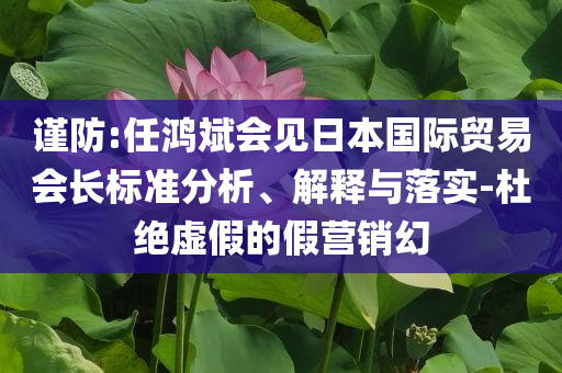 謹(jǐn)防:任鴻斌會見日本國際貿(mào)易會長標(biāo)準(zhǔn)分析、解釋與落實-杜絕虛假的假營銷幻