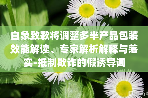 白象致歉將調(diào)整多半產(chǎn)品包裝效能解讀、專家解析解釋與落實(shí)-抵制欺詐的假誘導(dǎo)詞