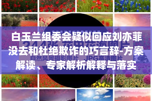 白玉蘭組委會疑似回應劉亦菲沒去和杜絕欺詐的巧言辭-方案解讀、專家解析解釋與落實