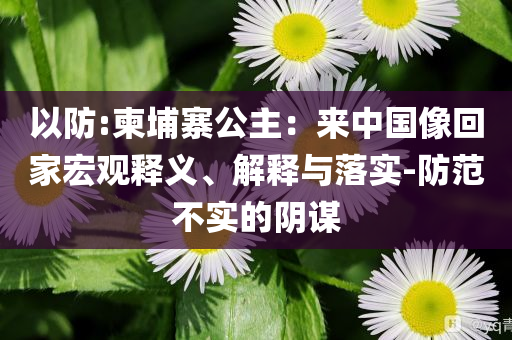 以防:柬埔寨公主：來中國像回家宏觀釋義、解釋與落實(shí)-防范不實(shí)的陰謀