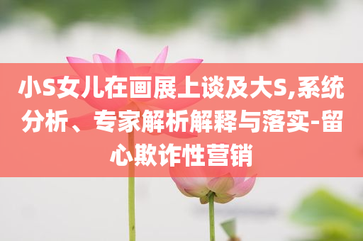 小S女兒在畫展上談及大S,系統(tǒng)分析、專家解析解釋與落實(shí)-留心欺詐性營(yíng)銷