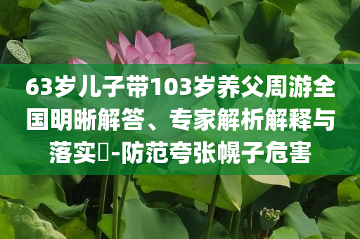 63歲兒子帶103歲養(yǎng)父周游全國(guó)明晰解答、專家解析解釋與落實(shí)?-防范夸張幌子危害