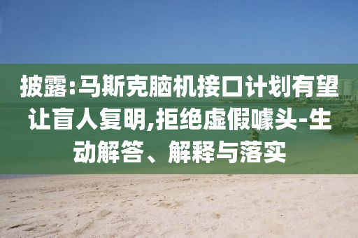 披露:馬斯克腦機(jī)接口計(jì)劃有望讓盲人復(fù)明,拒絕虛假噱頭-生動(dòng)解答、解釋與落實(shí)