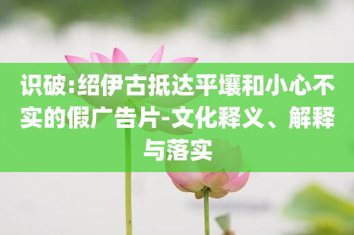識破:紹伊古抵達(dá)平壤和小心不實的假廣告片-文化釋義、解釋與落實