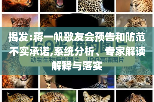 揭發(fā):蔣一帆歌友會(huì)預(yù)告和防范不實(shí)承諾,系統(tǒng)分析、專家解讀解釋與落實(shí)