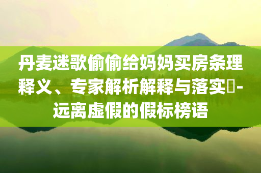 丹麥迷歌偷偷給媽媽買房條理釋義、專家解析解釋與落實(shí)?-遠(yuǎn)離虛假的假標(biāo)榜語
