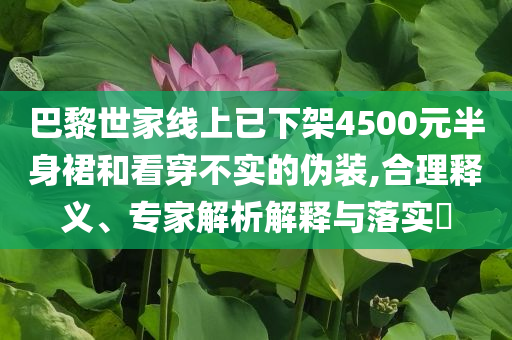 巴黎世家線上已下架4500元半身裙和看穿不實的偽裝,合理釋義、專家解析解釋與落實?