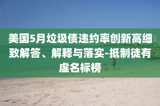 美國5月垃圾債違約率創(chuàng)新高細(xì)致解答、解釋與落實(shí)-抵制徒有虛名標(biāo)榜