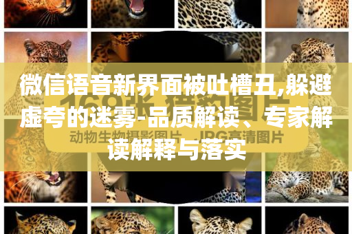 微信語(yǔ)音新界面被吐槽丑,躲避虛夸的迷霧-品質(zhì)解讀、專家解讀解釋與落實(shí)