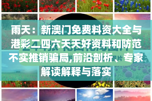 雨天：新澳門免費料資大全與港彩二四六天天好資料和防范不實推銷騙局,前沿剖析、專家解讀解釋與落實